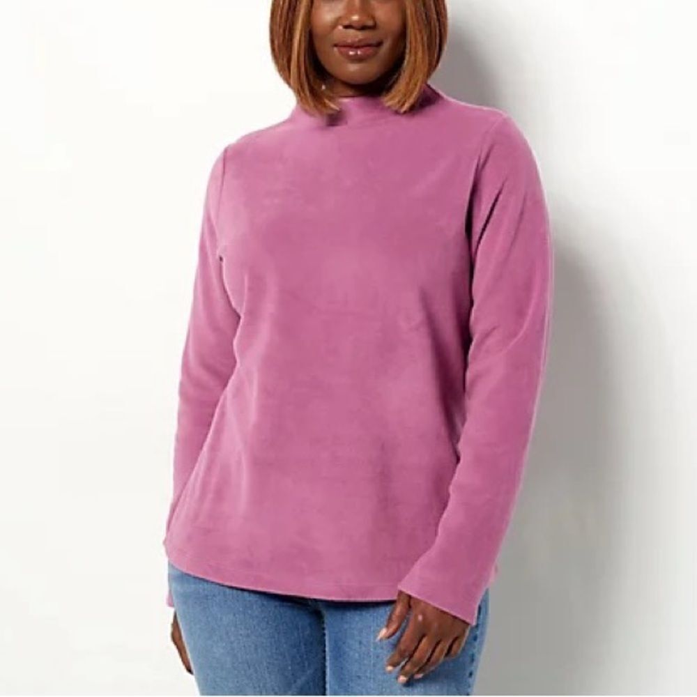 Denim & Co. Fleece Funnel-Neck Long-Sleeve Top